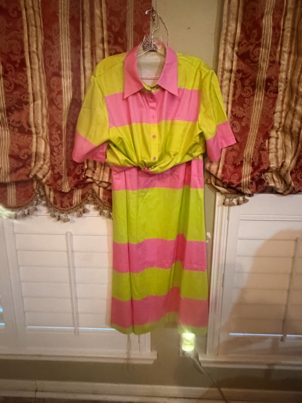 Alden Adair Colorblock Shirt and Skirt in Pink and Lime - Picture 2 of 5